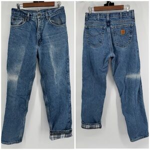 Vintage Carhartt 90's denim jeans Flannel Lined Men's Size 32X34  Relaxed Fit